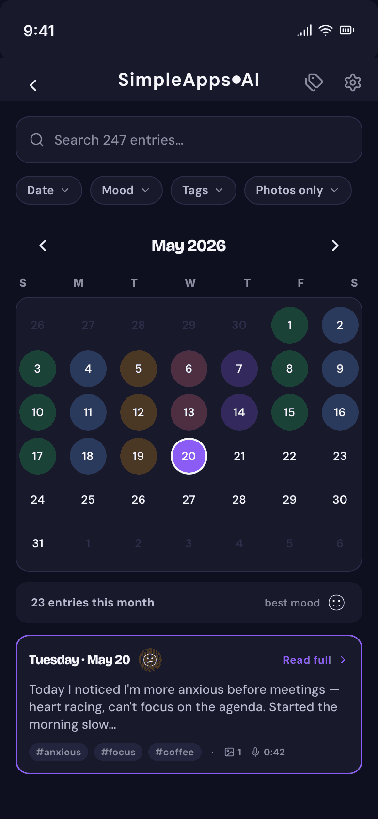 Calendar mood-map library